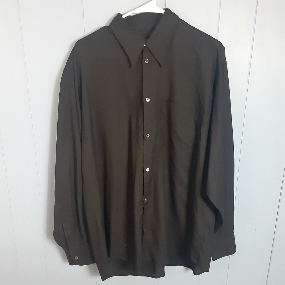 Armani Collezioni Black Dress Shirt Size L…